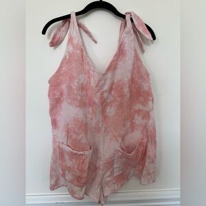 Show Me Your Mumu Pink Tie Dye Gauze Romper Size Medium